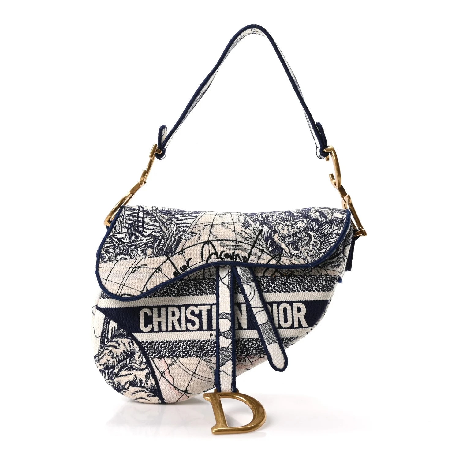 Dior — Embroidered Around the World Saddle — Handbag — resale