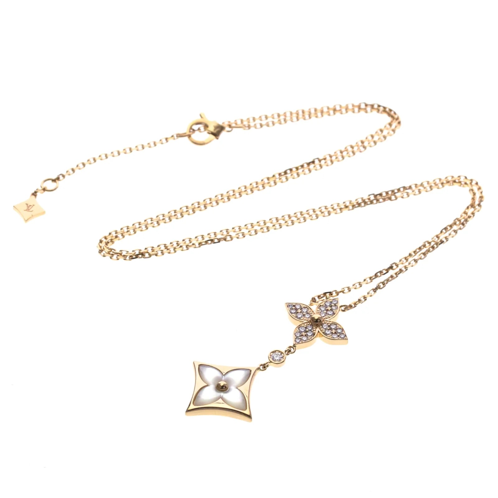 Louis Vuitton — Louis Vuitton Color Blossom Lariat 18K Rose Gold With Mother of Pearl and Pink_Gold Jewelry — Jewelry — resale
