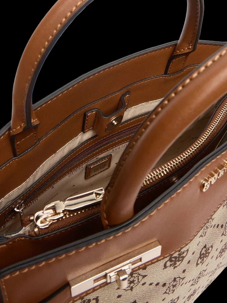 Guess — Guess Logo Satchel — Latte — Handbag — resale