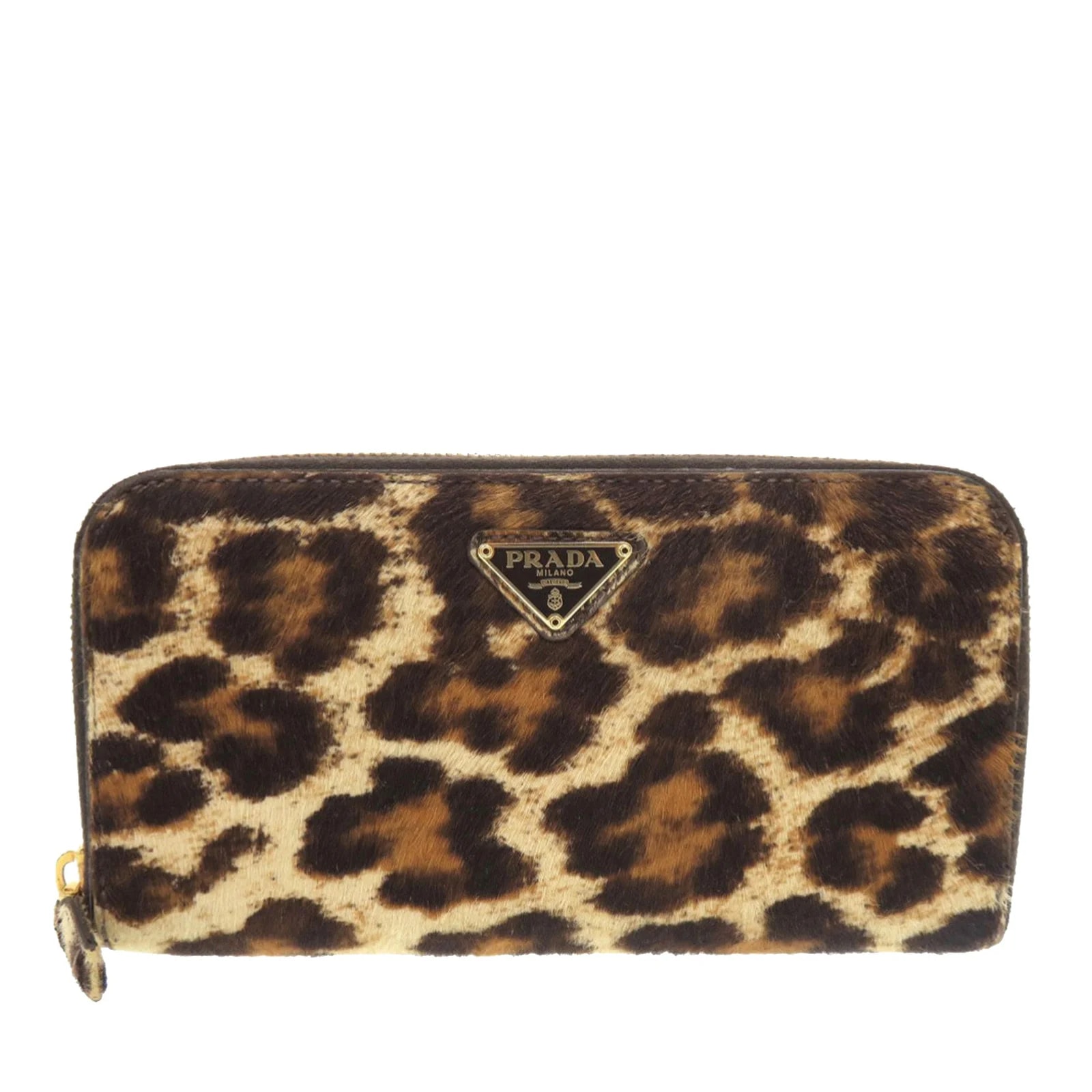 Prada — Pony Hair Leopard Print Zip Around Wallet — Handbag — resale