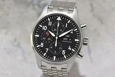 IWC — 2021 IWC Pilots Chronograph Day Date Steel Black Dial 43MM IW377710 — Watch — resale