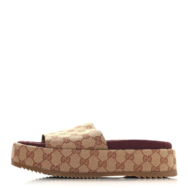 Gucci — GG Monogram Angelina Platform Slide 40 Ruggine — Designer Shoe — resale