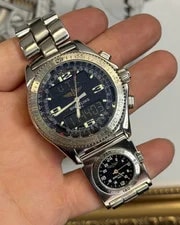 Breitling — A68362 Breitling B-1 UTC 44mm Steel Quartz Black Dial Digital Chronograph — Watch — resale