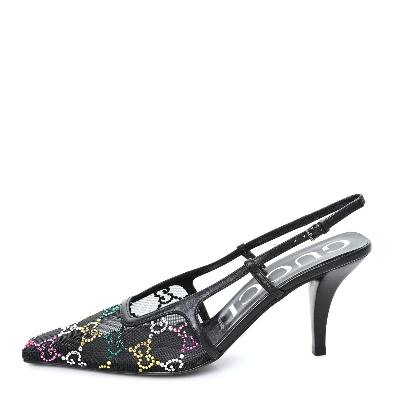 Gucci — Tela Retino Charlotte GG Square G 75mm Slingback 36.5 — Designer Shoe — resale
