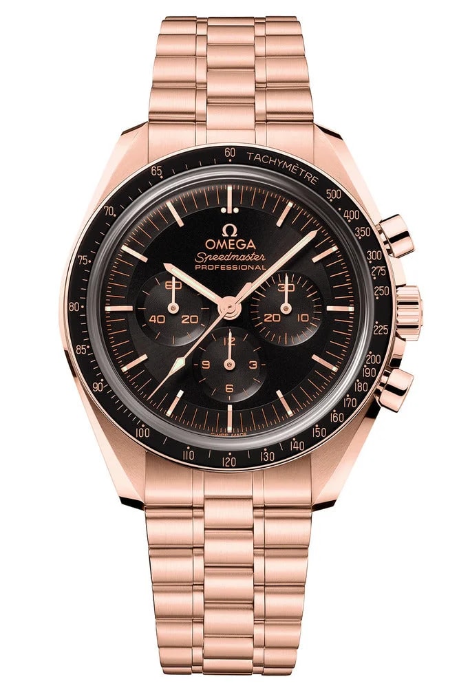 Worldofluxuryus — Omega Speedmaster Moonwatch Professional Chronograph 18K Sedna™ Gold & Ceramic — Watch — resale