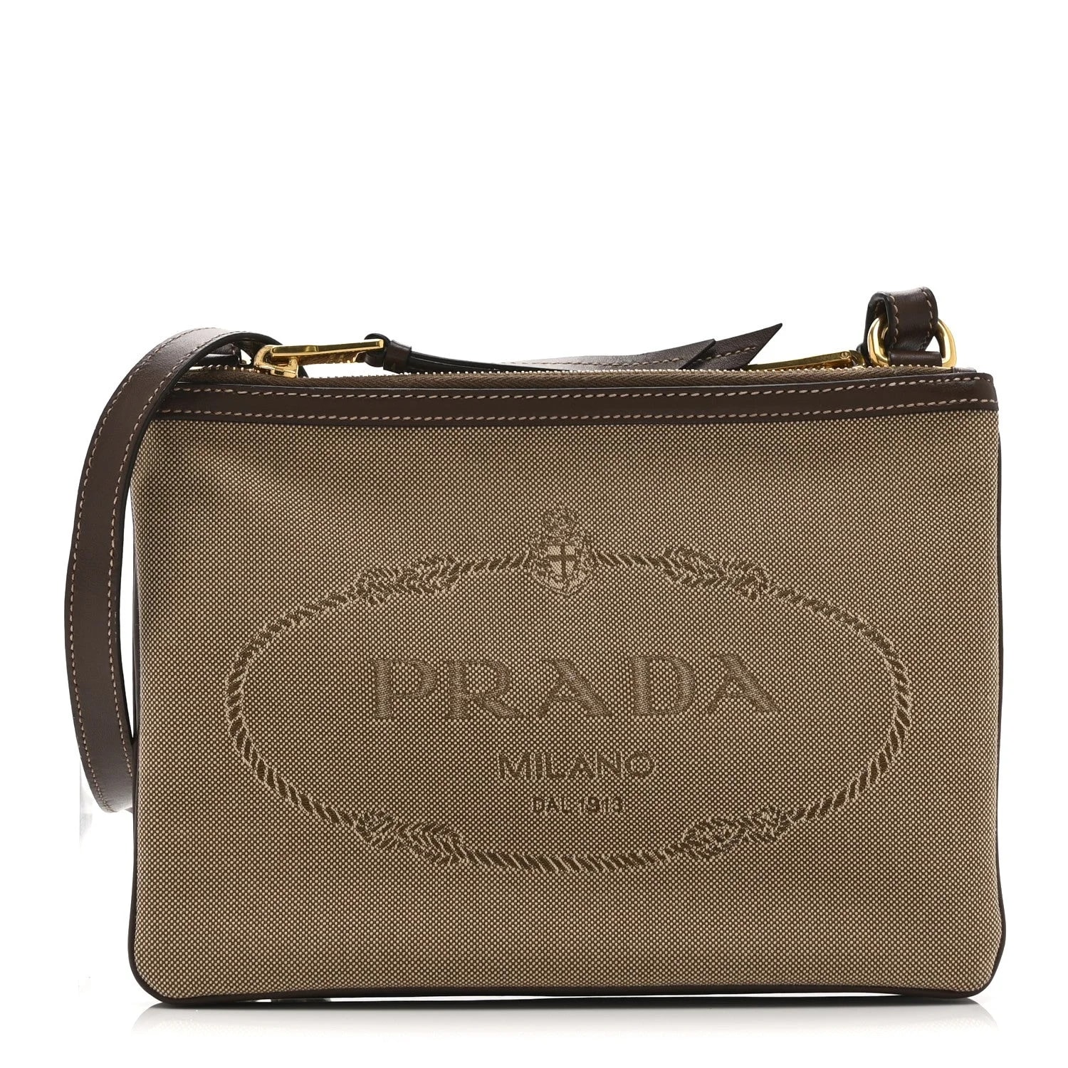 Prada — Logo Flat Crossbody Corda Bruciato — Handbag — resale