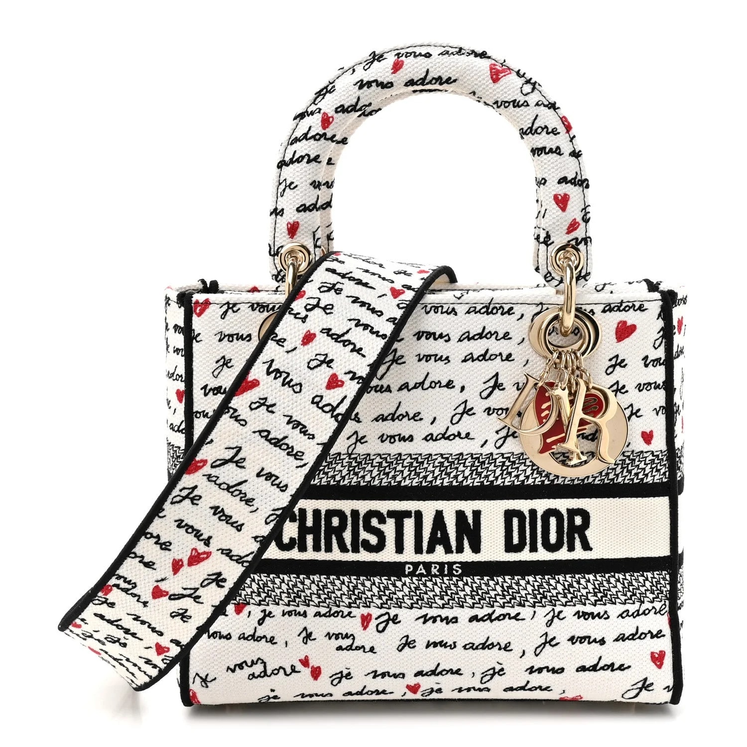 Dior — Embroidered Dioramour Je Vous Adore Medium Lady D-Lite — Handbag — resale