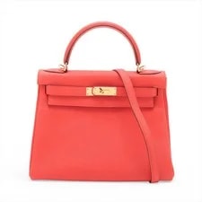 Hermès — Hermès Kelly 28 le Tournay Geranium Metal Fittings □Q:2013 — Handbag — resale