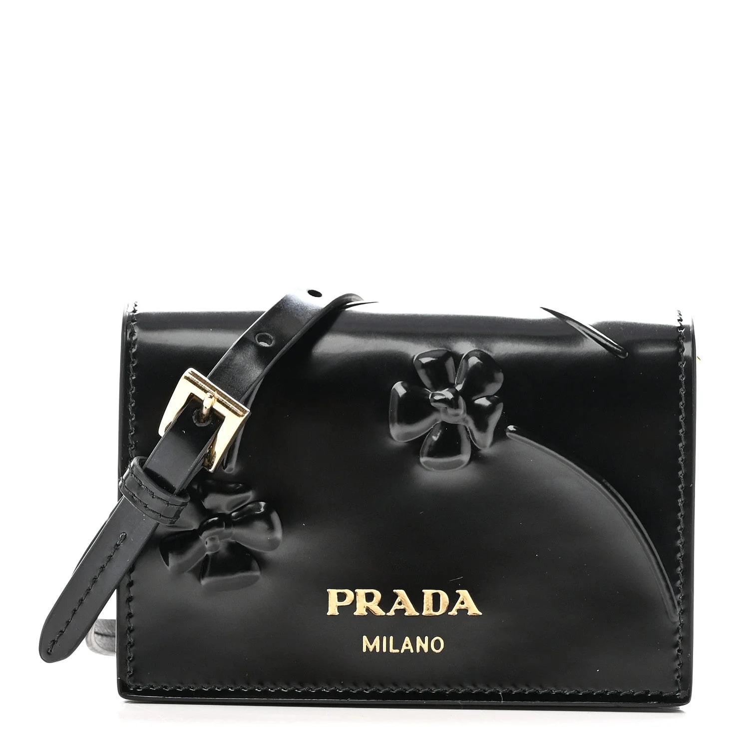 Prada — Spazzolato Fior Card Holder With Strap — Handbag — resale