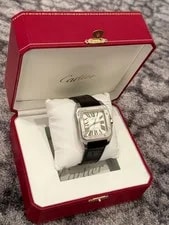 Cartier — Cartier Santos 100 XL Large 38mm 2656 White Dial Leather Strap W20073X8 With Box — Watch — resale