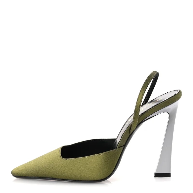 Saint Laurent — Crepe de Chine Blade 105 Slingback — Designer Shoe — resale