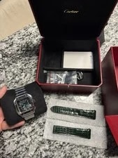 Cartier — Large Cartier Santos | Green Dial and Leather Strap | Reference WSSA0062 — Watch — resale