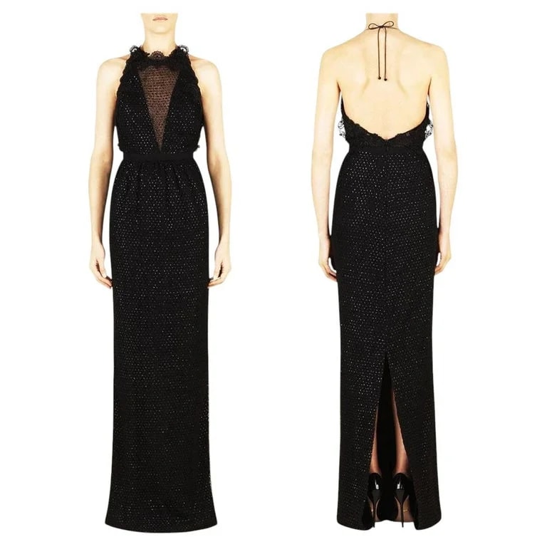 Gucci — Gucci Sequined Macramé Open-Back Evening Dress Gown It 40 — Clothing — resale