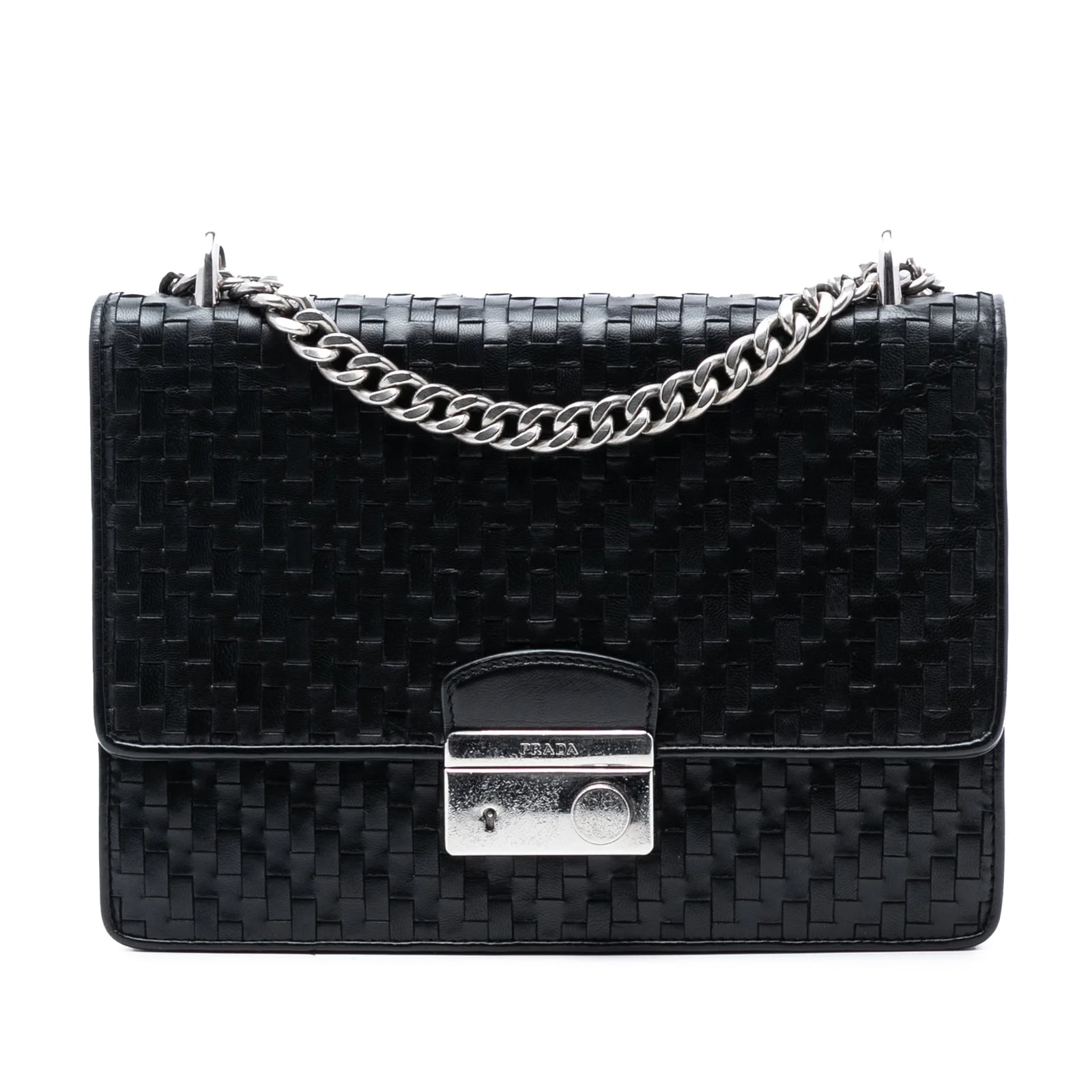 Prada — Woven Madras Chain Flap — Handbag — resale
