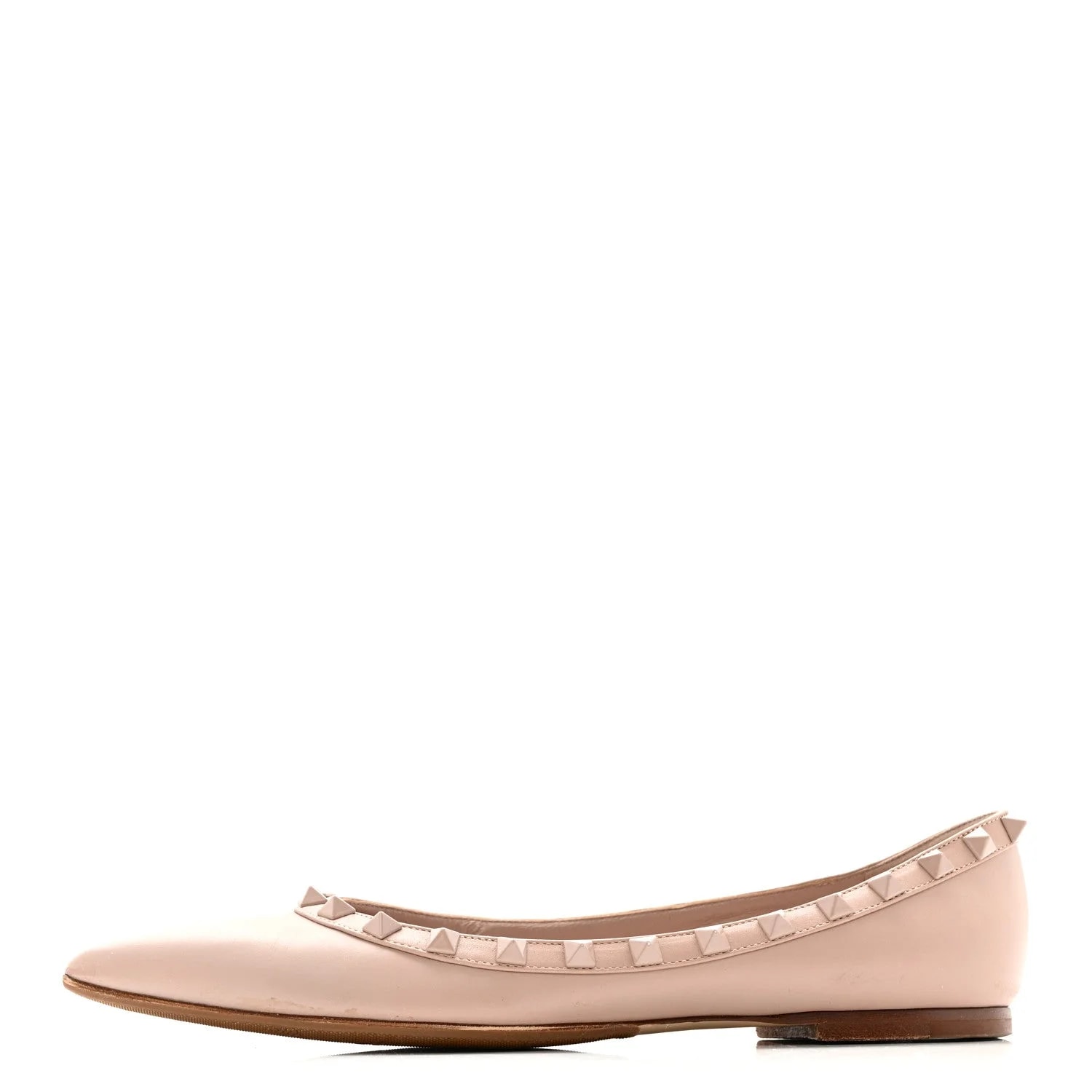 Valentino Garavani — Monochrome Rockstud Ballerina 38 Poudre — Designer Shoe — resale