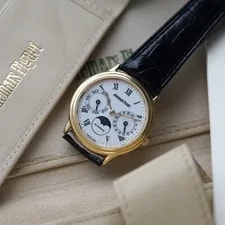 Audemars Piguet — Audemars Piguet 1980s Day Date Moonphase 33mm 25589BA Yellow Gold | Box — Watch — resale