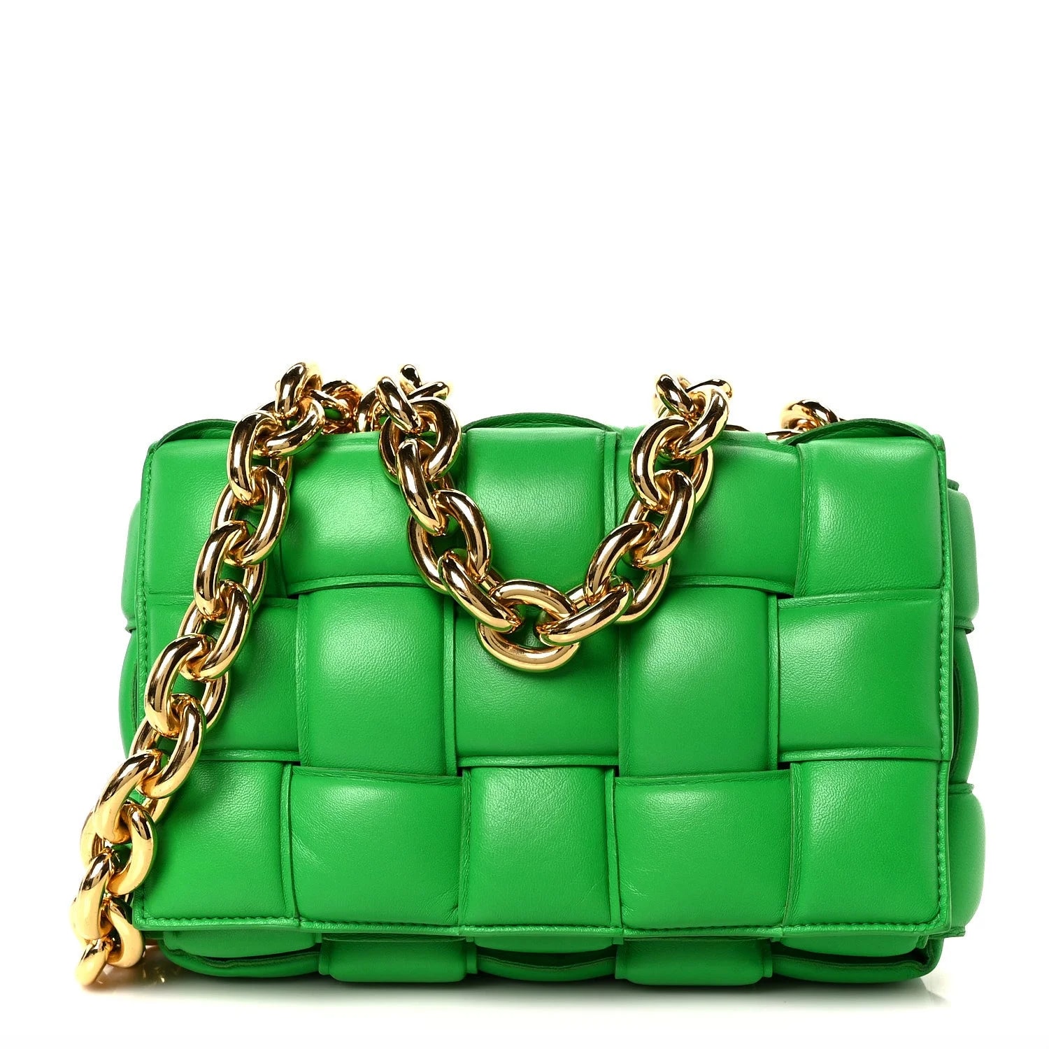 Bottega Veneta — Maxi Intreccio Padded Chain Cassette Crossbody Racing — Handbag — resale