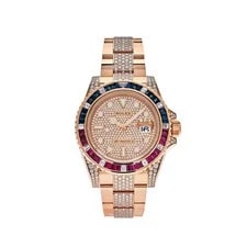 Rolex — Rolex GMT-Master II 126755SARU Rose Gold Sapphire and Ruby Diamond Pave — Watch — resale