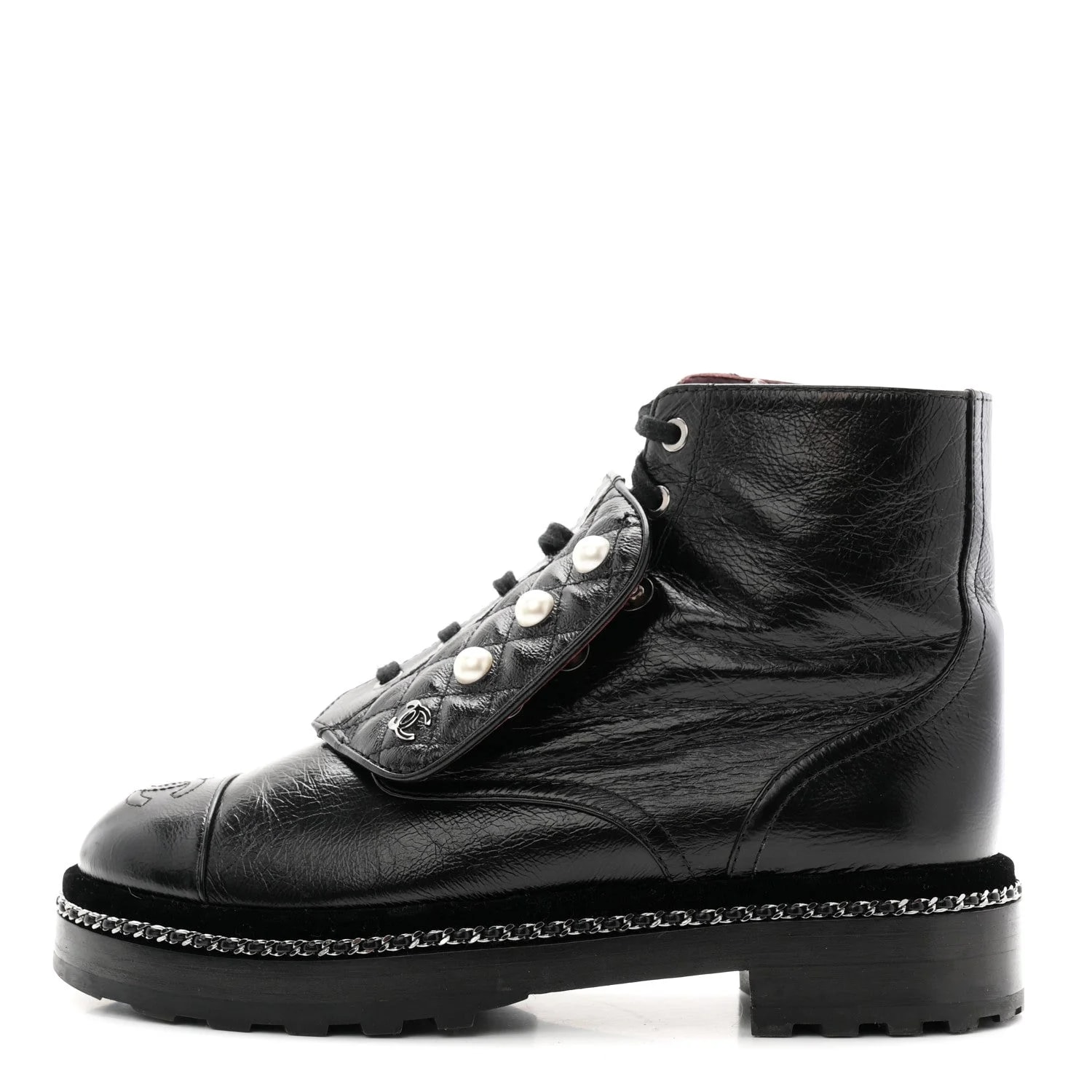 Chanel — Crackled Combat Short 38 — Designer Shoe — resale