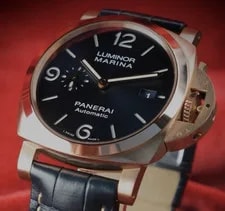 Panerai — Panerai Luminor Marina Rose Gold Blue Dial PAM01112 Box Card 2 Straps — Watch — resale
