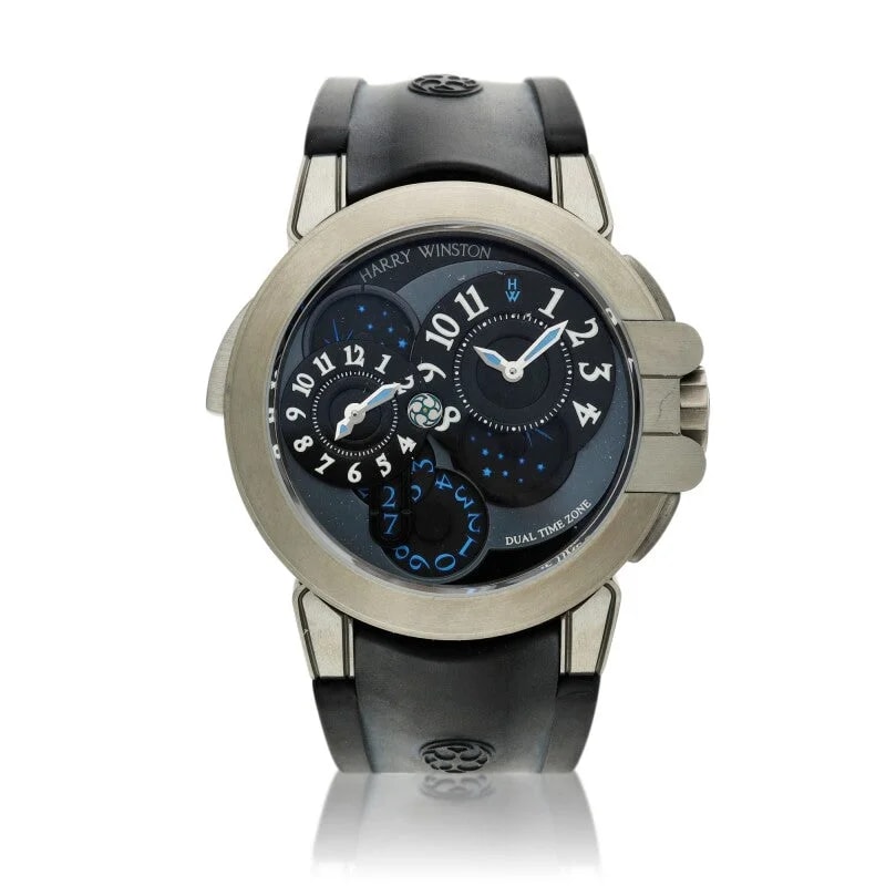 Worldofluxuryus — Harry Winston Ocean Dual Time 18K White Gold — Watch — resale