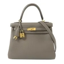 Hermès — Hermes GHW Kelly 25 2 Way Etain — Handbag — resale