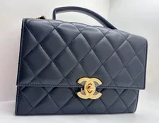 Chanel — Chanel Golden Plate Top Handle Flap Quilted Limited Edition — Handbag — resale