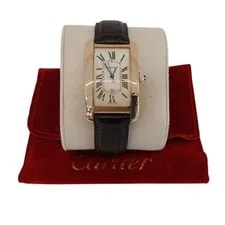 Cartier — Cartier Tank Large America Gold Leather 18K Rose Gold 153067849 — Watch — resale