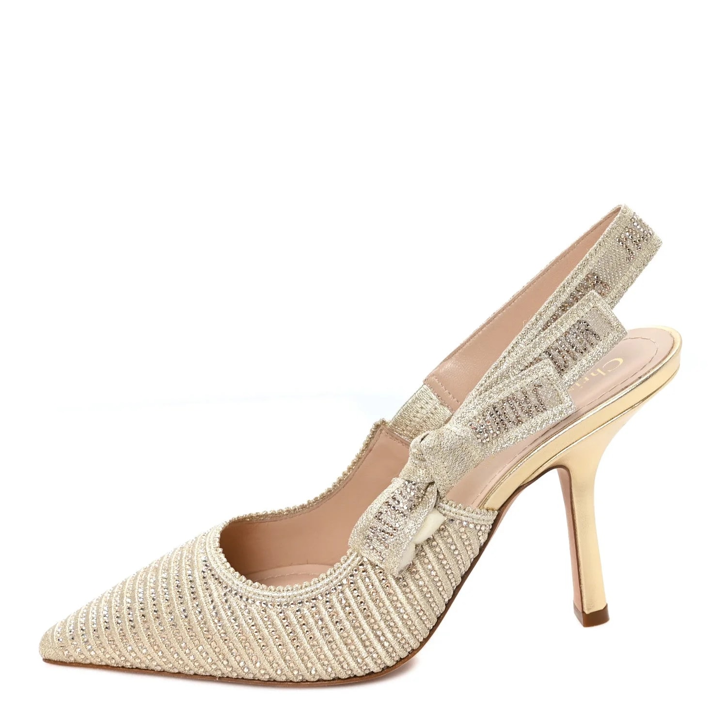 Dior — Cotton Laminated Strass J'Adior Slingback 100mm 38 — Designer Shoe — resale