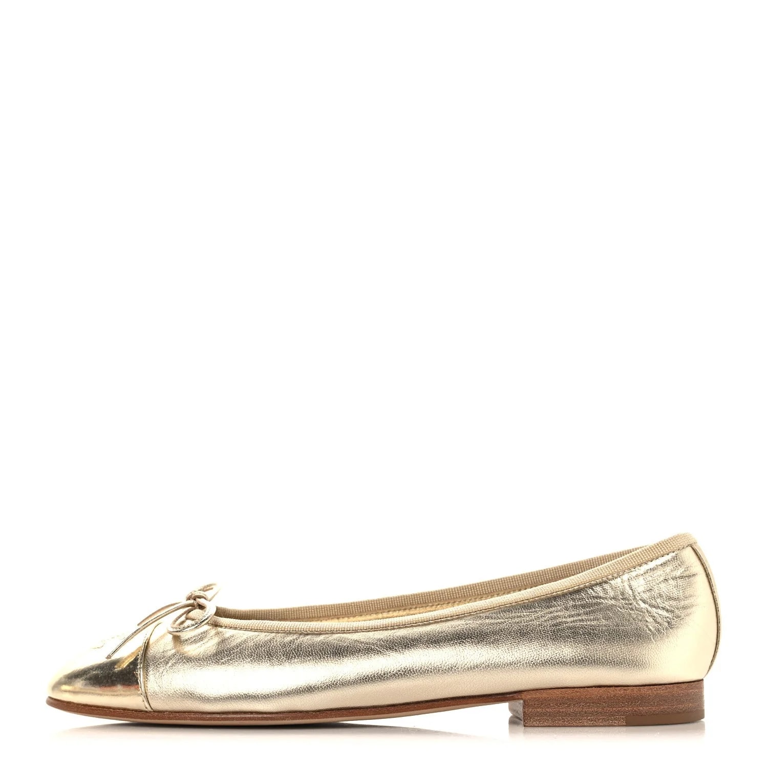 Chanel — Metallic CC Cap Toe Ballerina 37 — Designer Shoe — resale