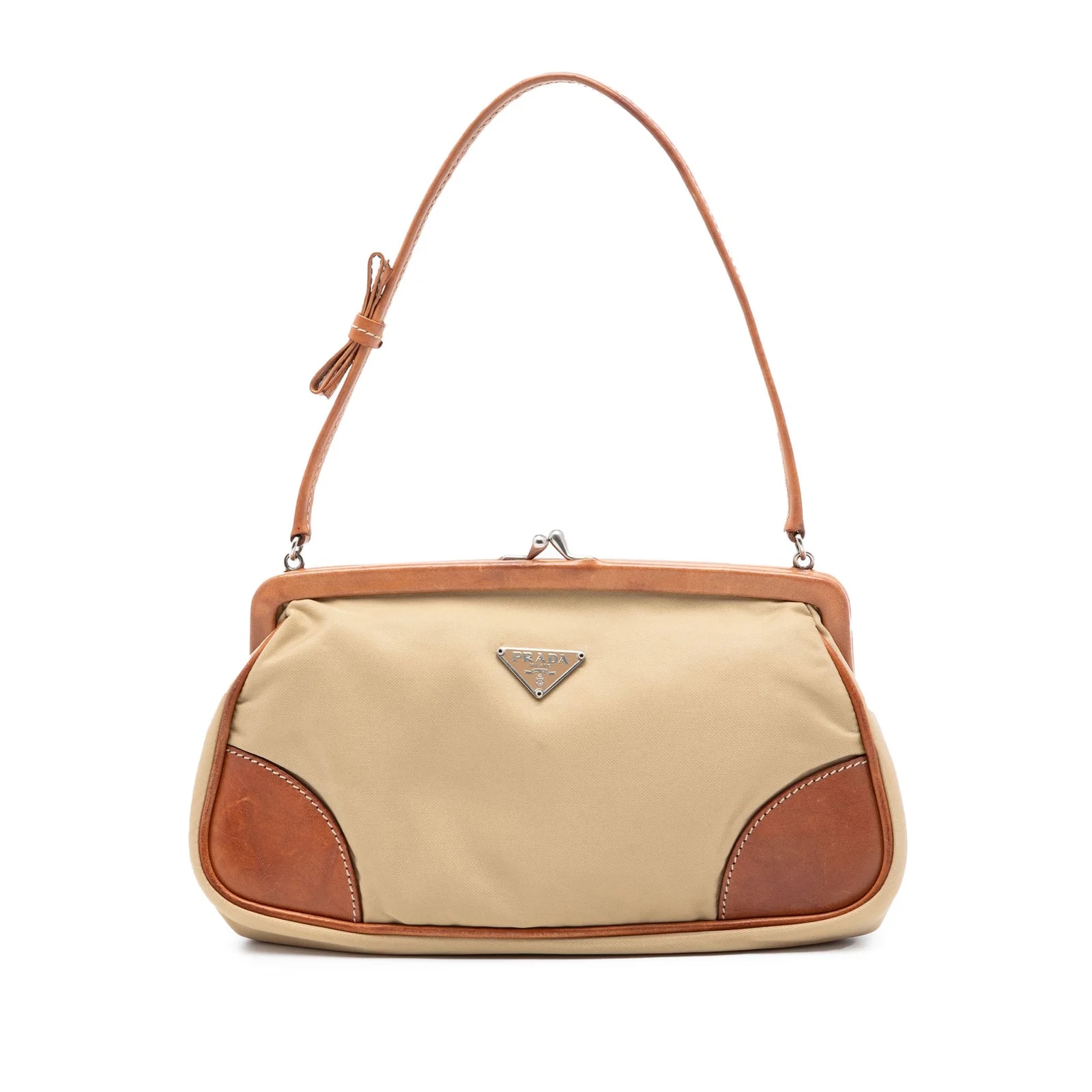 Prada — Trimmed Kisslock Frame Pochette — Handbag — resale