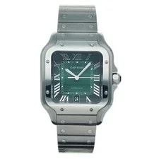 Cartier — Cartier Santos Large 4072 Steel 38 Mm Green Roman Dial Automatic — Watch — resale