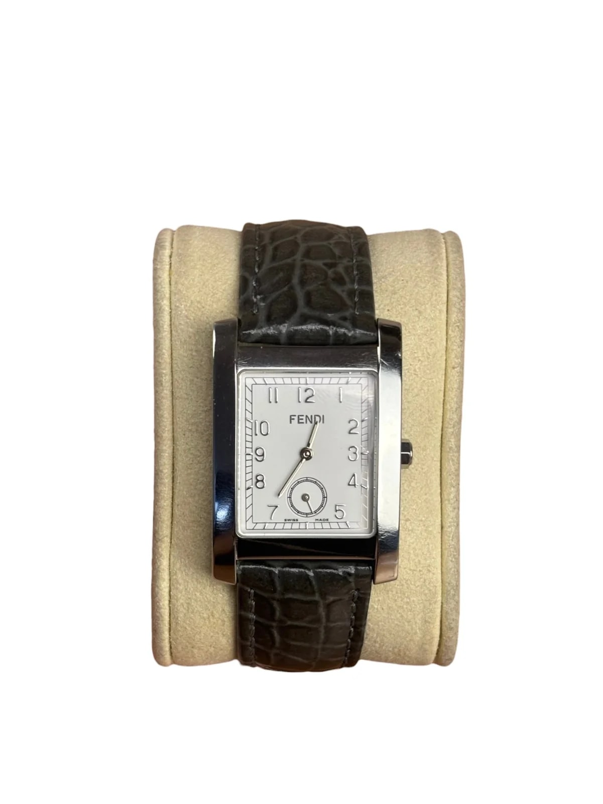 Fendi — Fendi Tank White Dial Grey Croc Strap — Watch — resale