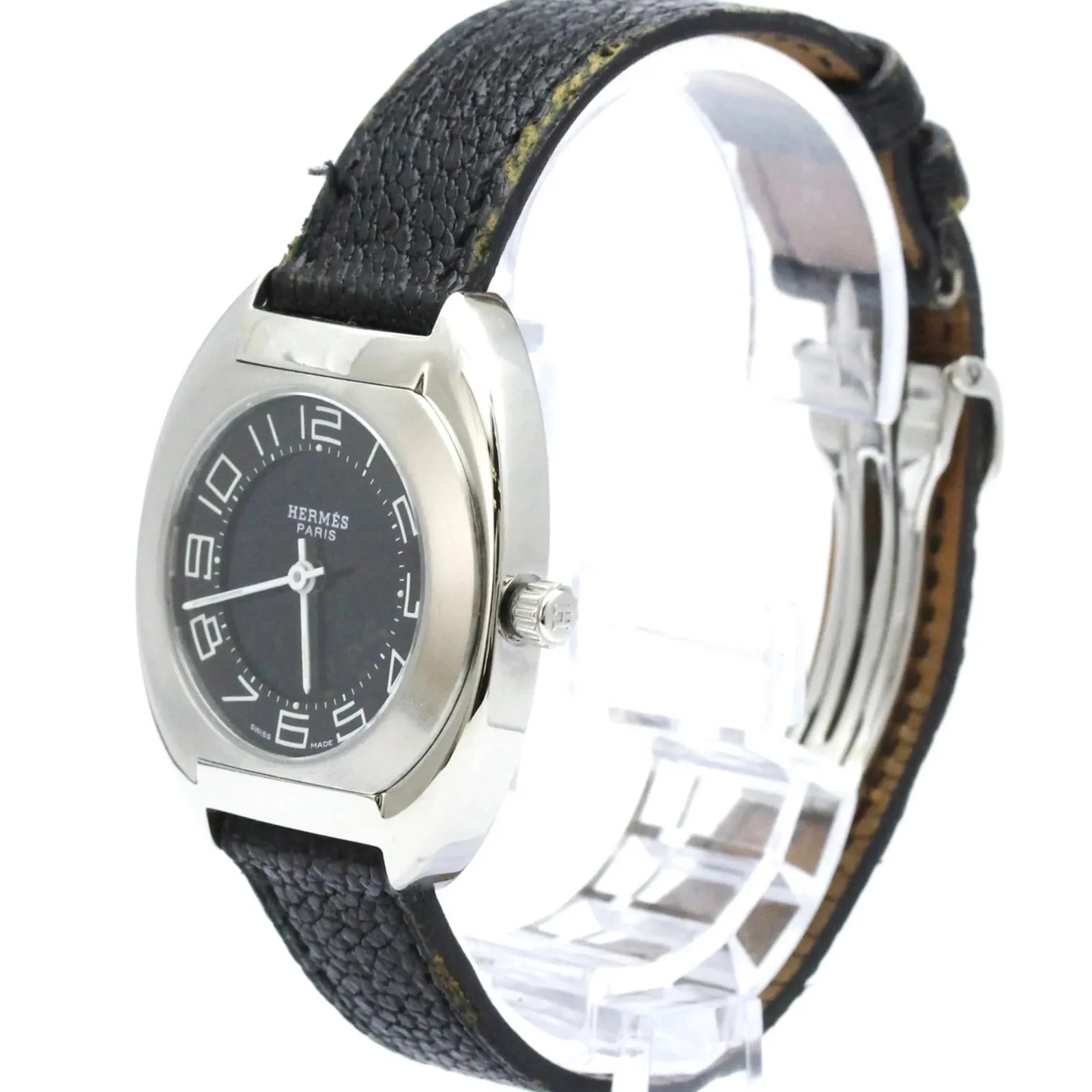 Hermès — Hermes Espace Stainless Steel and Leather — Watch — resale