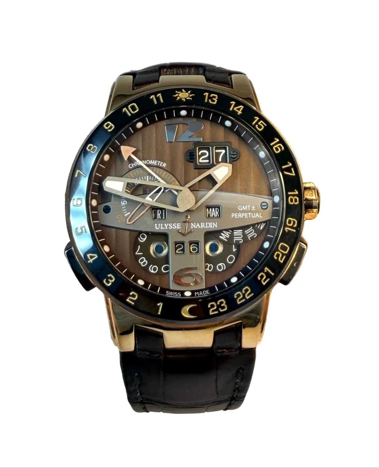 Worldofluxuryus — Ulysse Nardin El Toro Perpetual GMT 18K Rose Gold — Watch — resale