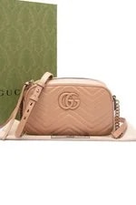 Gucci — Gucci Camelia Matelasse Monochrome Small GG Marmont Chain — Handbag — resale