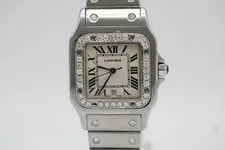 Cartier — Cartier Santos White Adult - 1564 Custom Set Diamond Bezel — Watch — resale