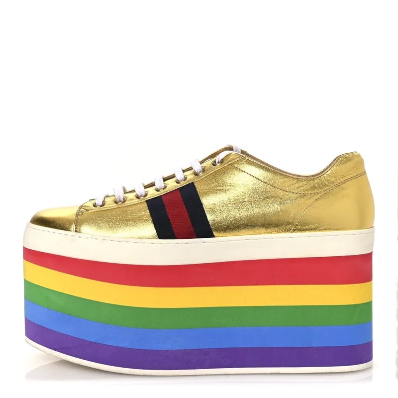 Gucci — Metallic Peggy Platform Sneakers 40 Oro Vecchio — Sneaker — resale