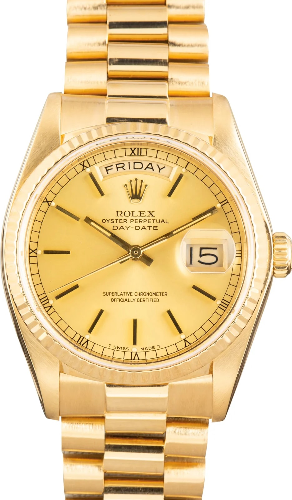 Rolex — Champagne Dial Rolex Day-Date 36 Yellow Gold Ref 18038 — Watch — resale