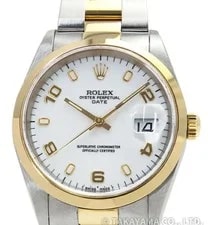 Rolex — Rolex Oyster Perpetual Date 15203 Automatic 34mm Box Papers White — Watch — resale