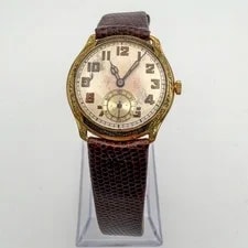 Case — LeCoultre 14K Gold Case Slim Line 15 Jewels Lizard Band — Watch — resale