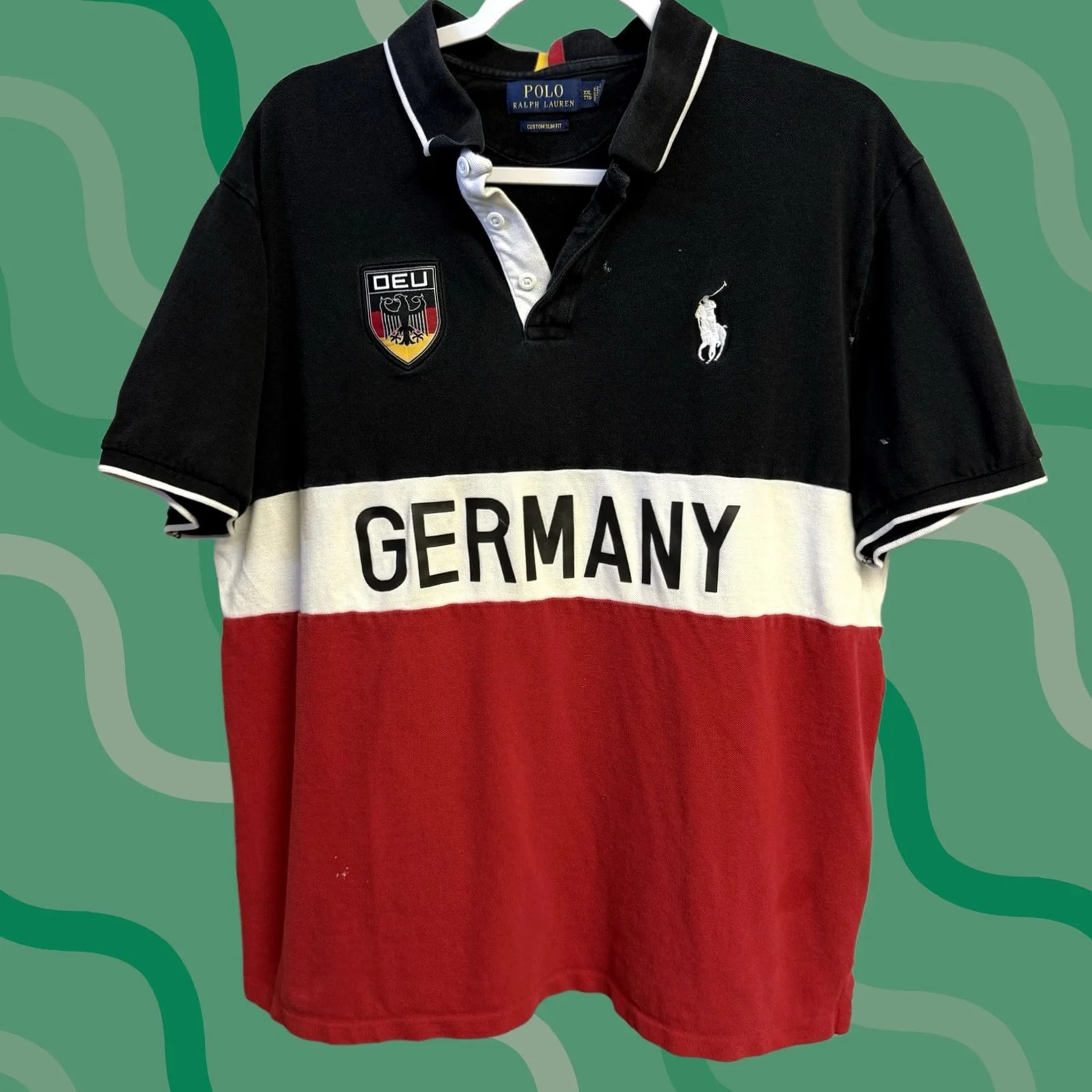 Polo Ralph Lauren Germany Deutschland World Cup Soccer Shirt XXL Slim Fit — streetwear — resale