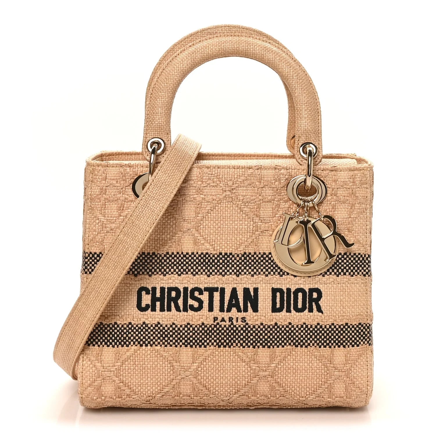 Dior — Woven Embroidered Medium Lady D-Lite — Handbag — resale