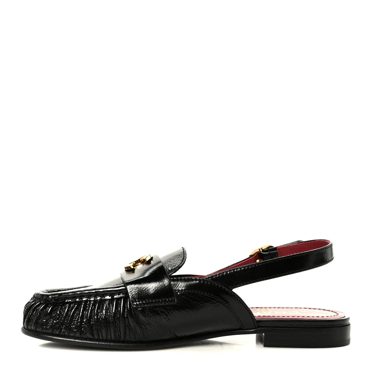 Chanel — Crumpled Shiny CC Slingback Mocassin 37.5 — Designer Shoe — resale