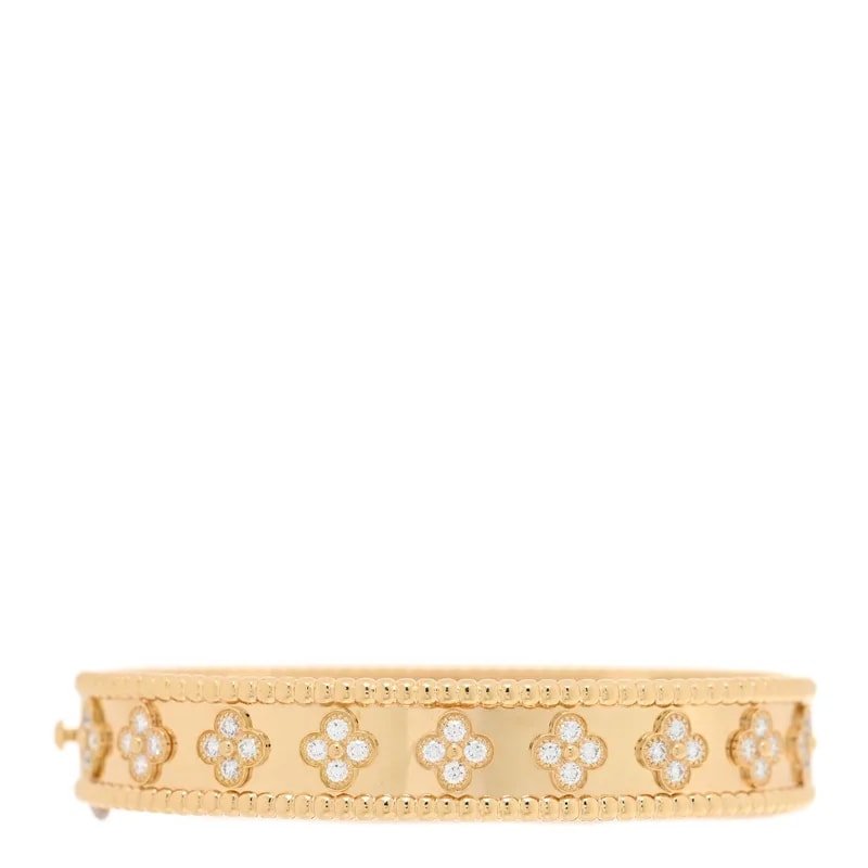 Van Cleef & Arpels — 18K Yellow Gold Perlee Clovers Bangle S — Jewelry — resale