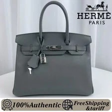 Hermès — Hermès Birkin30 Amande Palladium Top Handle Duty-free — Handbag — resale