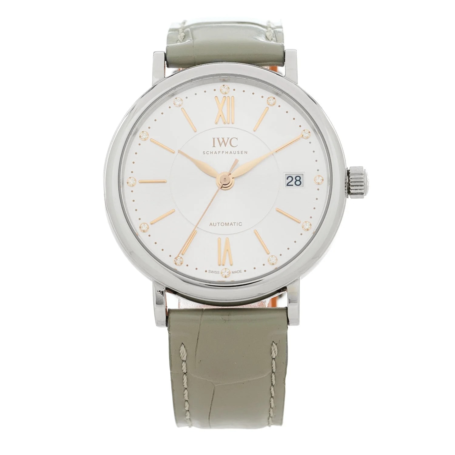 IWC — Stainless Steel Crocodile Diamond 37mm Portofino Automatic IW458101 — Watch — resale