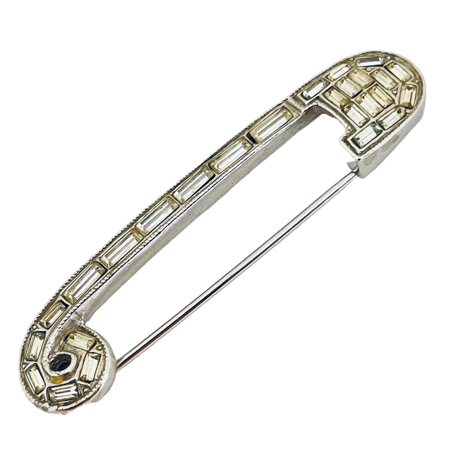 Ora Signed Tone Rhinestones Safety Pin Brooch — Jewelry — resale