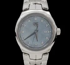 Tag Heuer — Tag Heuer WBC1313 Link Date Blue Mother of Pearl Diamond 12P 32MM 133655403 — Watch — resale
