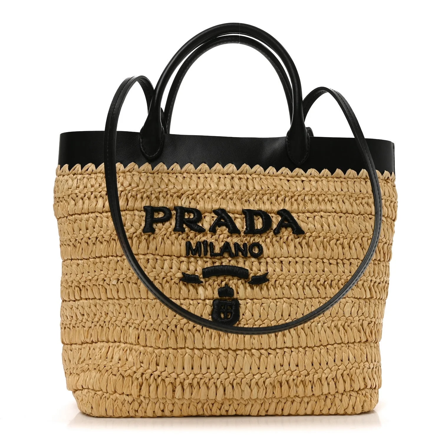 Prada — Yarn Effect Crochet Embroidered Medium Logo — Handbag — resale